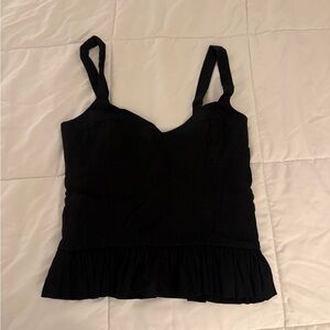 Zara Black Camisole Top with Ruffle Hem